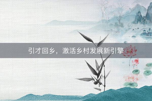 引才回乡，激活乡村发展新引擎
