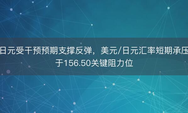 日元受干预预期支撑反弹，美元/日元汇率短期承压于156.50关键阻力位