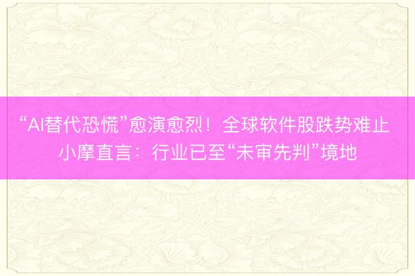“AI替代恐慌”愈演愈烈！全球软件股跌势难止 小摩直言：行业已至“未审先判”境地