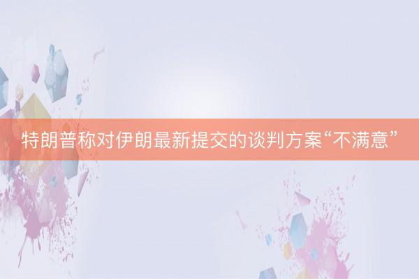 特朗普称对伊朗最新提交的谈判方案“不满意”