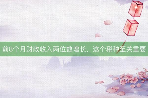 前8个月财政收入两位数增长，这个税种至关重要