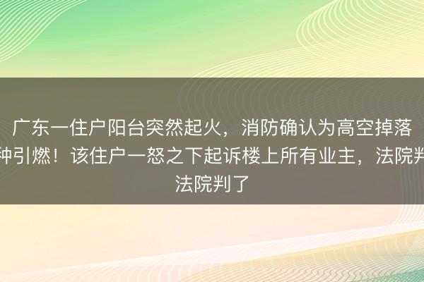 广东一住户阳台突然起火，消防确认为高空掉落火种引燃！该住户一怒之下起诉楼上所有业主，法院判了
