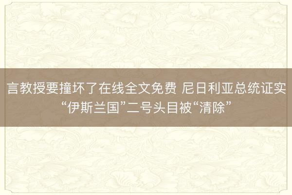 言教授要撞坏了在线全文免费 尼日利亚总统证实“伊斯兰国”二号头目被“清除”