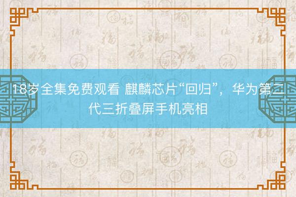 18岁全集免费观看 麒麟芯片“回归”，华为第二代三折叠屏手机亮相