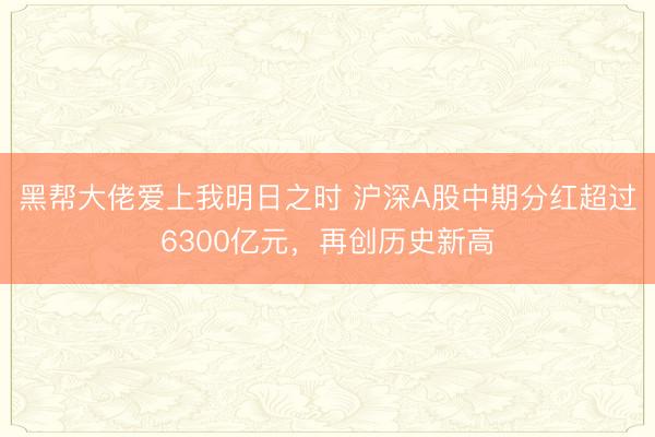 黑帮大佬爱上我明日之时 沪深A股中期分红超过6300亿元，再创历史新高