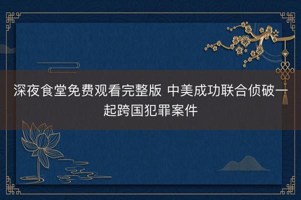 深夜食堂免费观看完整版 中美成功联合侦破一起跨国犯罪案件