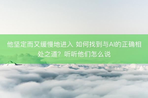 他坚定而又缓慢地进入 如何找到与AI的正确相处之道？听听他们怎么说