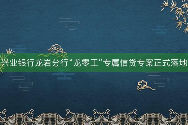 兴业银行龙岩分行“龙零工”专属信贷专案正式落地