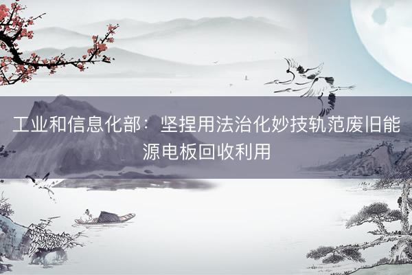 工业和信息化部：坚捏用法治化妙技轨范废旧能源电板回收利用