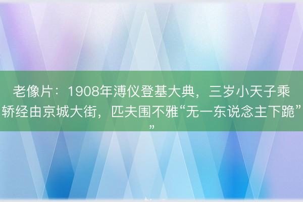 老像片：1908年溥仪登基大典，三岁小天子乘轿经由京城大街，匹夫围不雅“无一东说念主下跪”