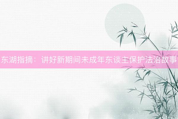 东湖指摘：讲好新期间未成年东谈主保护法治故事
