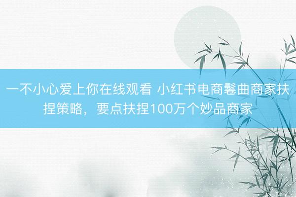 一不小心爱上你在线观看 小红书电商鬈曲商家扶捏策略，要点扶捏100万个妙品商家