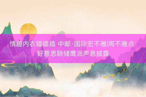 情趣内衣插插插 中邮·国际宏不雅|周不雅点：好意思联储鹰派声息披露