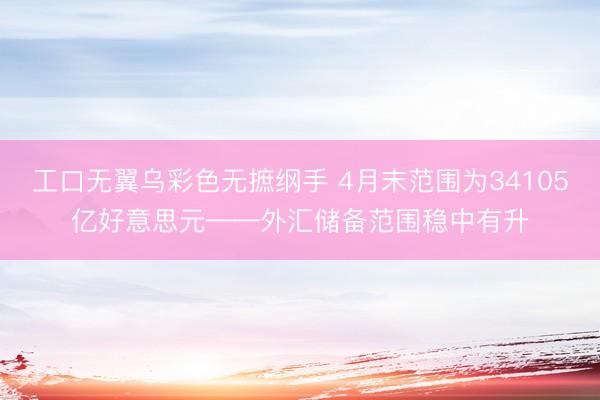 工口无翼乌彩色无摭纲手 4月末范围为34105亿好意思元——外汇储备范围稳中有升