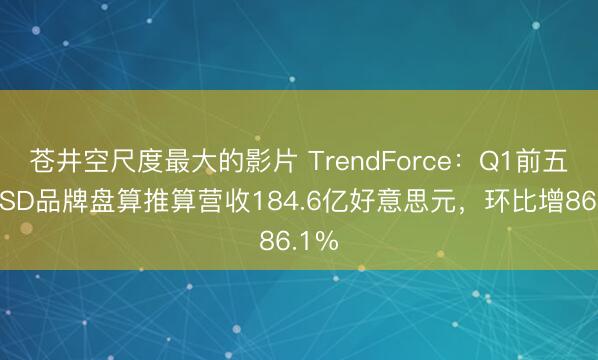 苍井空尺度最大的影片 TrendForce：Q1前五大SSD品牌盘算推算营收184.6亿好意思元，环比增86.1%