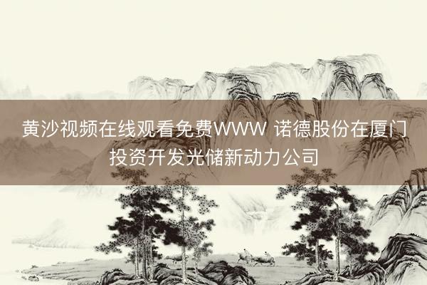 黄沙视频在线观看免费WWW 诺德股份在厦门投资开发光储新动力公司