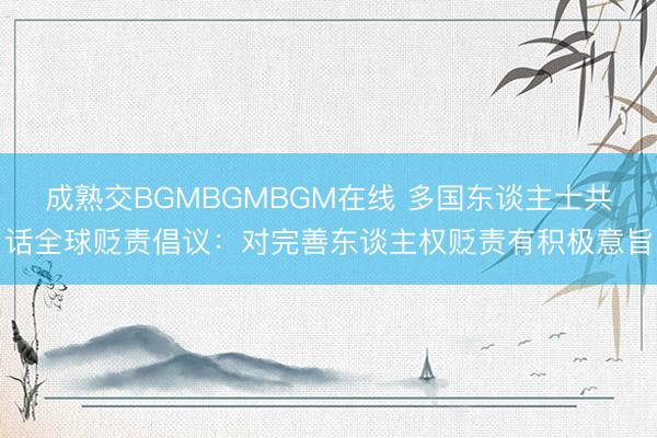 成熟交BGMBGMBGM在线 多国东谈主士共话全球贬责倡议：对完善东谈主权贬责有积极意旨