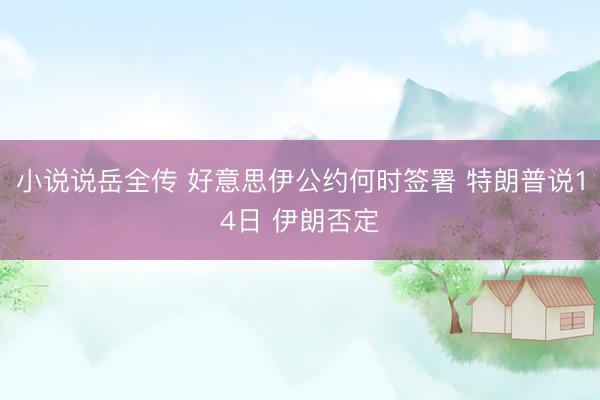 小说说岳全传 好意思伊公约何时签署 特朗普说14日 伊朗否定