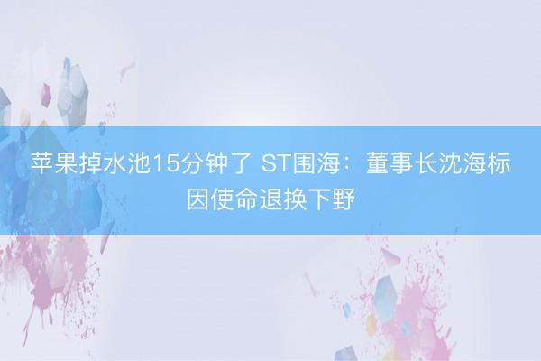苹果掉水池15分钟了 ST围海：董事长沈海标因使命退换下野