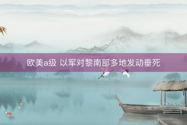 欧美a级 以军对黎南部多地发动垂死